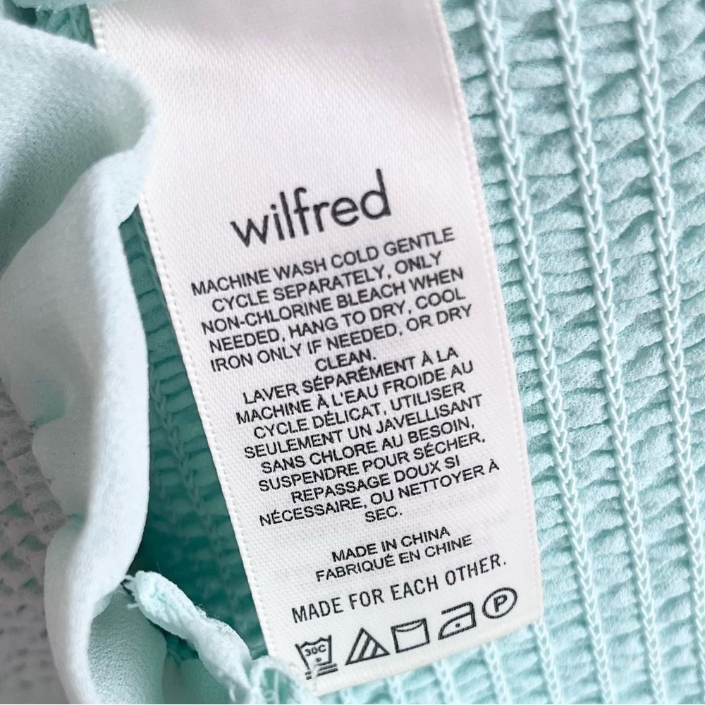 Aritzia Wilfred Pale Mint Smocked Chiffon Ruffle Temptest Top Cottagecore - Picture 4 of 8